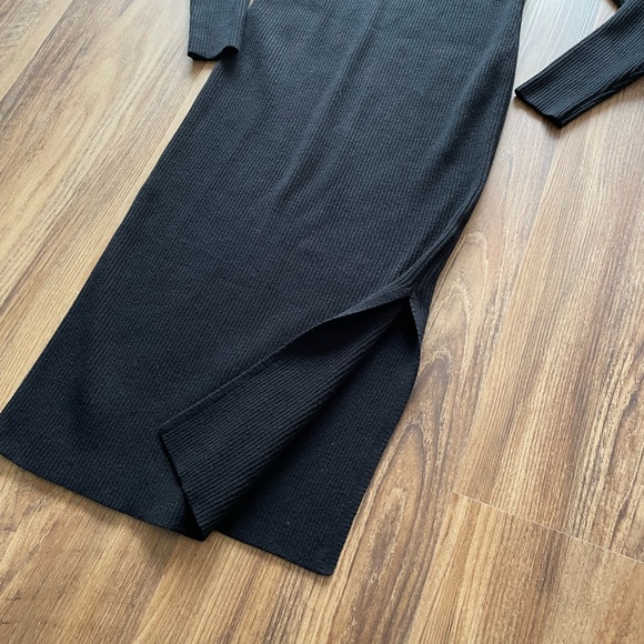 Women's Long Sleeve Ribbed Sweater Dress Turtleneck
Slim Fit Slit Midi - Picture 5 of 7